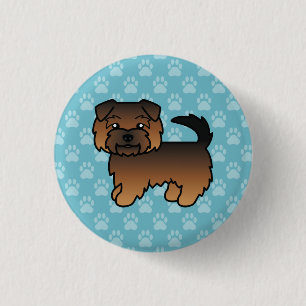 Bóton Redondo 2.54cm Grizzle Norfolk Terrier Cartoon Dog Azul