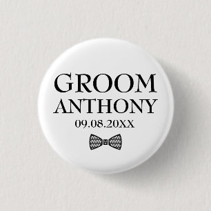Bóton Redondo 2.54cm Groom Black Stylish Elegant Gifts Wedding