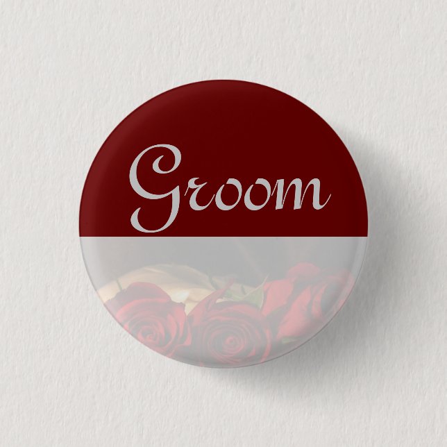 Bóton Redondo 2.54cm "Groom" - Buquê de Rosa vermelha (3) (Frente)