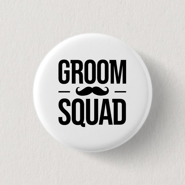 Bóton Redondo 2.54cm Groom Squad Moustache (Frente)