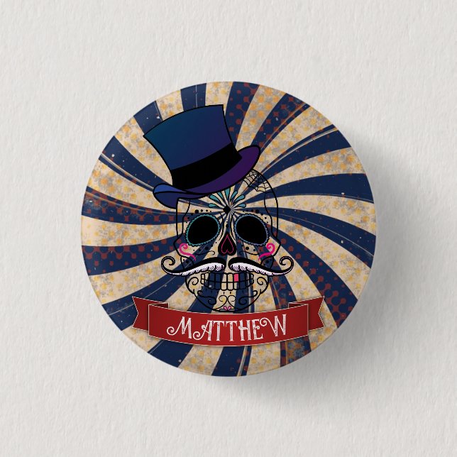 Bóton Redondo 2.54cm Grunge Circus Sugar Skull Ringmaster Personalised (Frente)