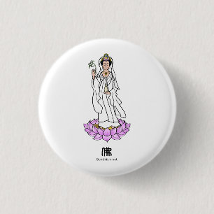 Bóton Redondo 2.54cm Guan Yin Bodhisattva no botão Lotus