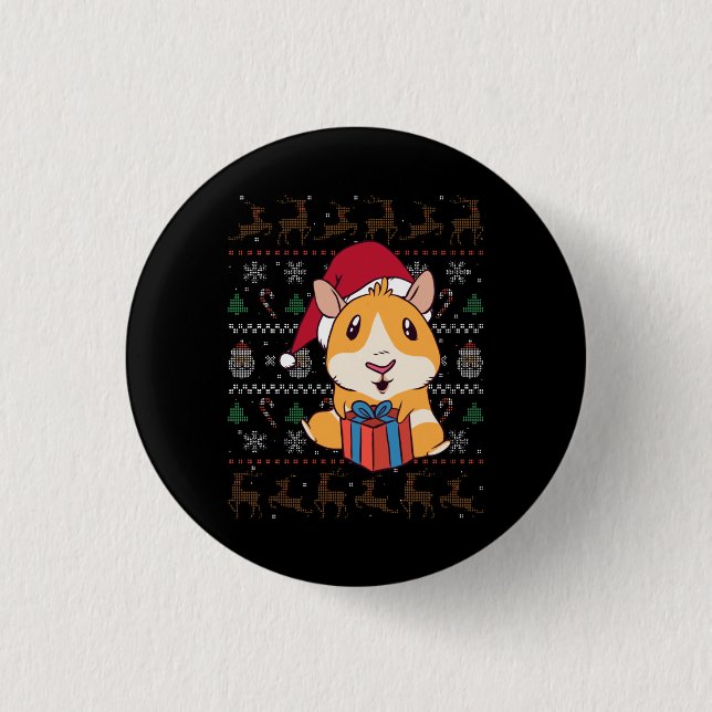 Bóton Redondo 2.54cm Guiné Pig Christmas (Frente)