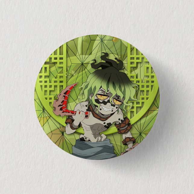 Bóton Redondo 2.54cm Gyutaro Upper Moon 6 Chibi (Frente)