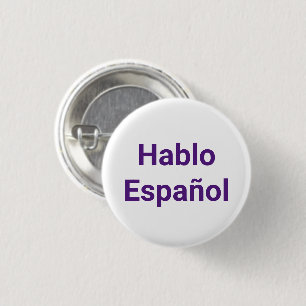 Bóton Redondo 2.54cm Hablo Español - branco roxo Eu Falo Espanhol