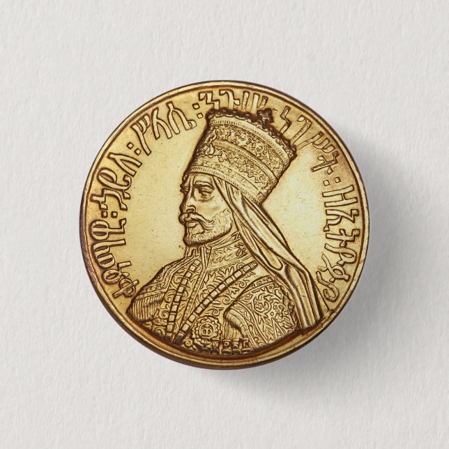 Bóton Redondo 2.54cm Haile Selassie império of Ethiopia Rastafari (Frente)