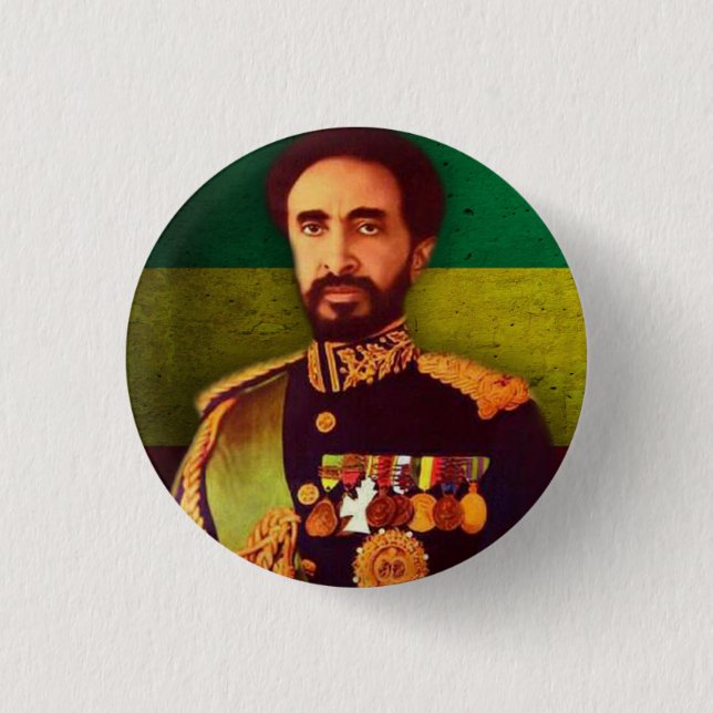 Bóton Redondo 2.54cm Haile Selassie império of Ethiopia Rastafari (Frente)