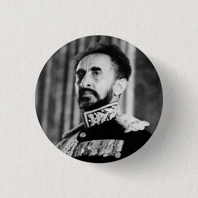Bóton Redondo 2.54cm Haile Selassie - Jah - Messias - Botão Rastafari (Frente)