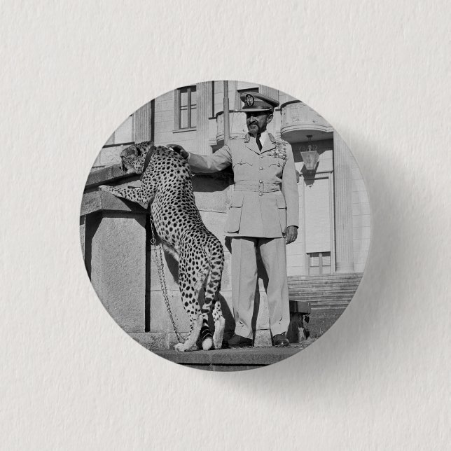 Bóton Redondo 2.54cm Haile Selassie - Jah - Messias - Botão Rastafari (Frente)