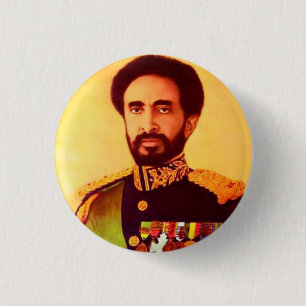 Bóton Redondo 2.54cm Haile Selassie Rastafari Button - Jah Messiah -