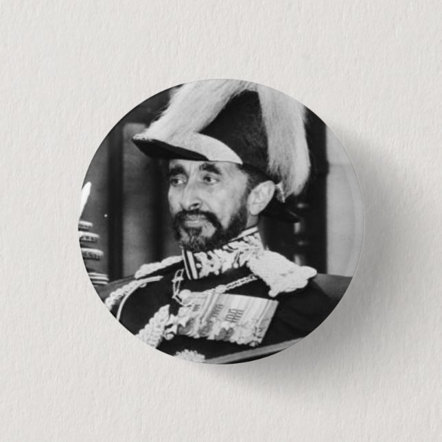 Bóton Redondo 2.54cm Haile Selassie Rastafari Button - Jah Messiah - (Frente)