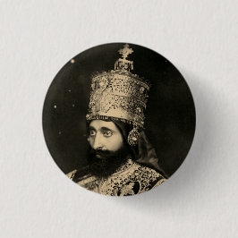 Bóton Redondo 2.54cm Haile Selassie Rastafari Button - Jah Messiah -