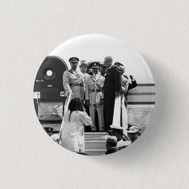 Bóton Redondo 2.54cm Haile Selassie Rastafari Button - Jah Messiah - (Frente)
