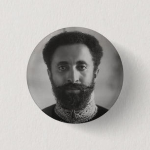 Bóton Redondo 2.54cm Haile Selassie Rastafari Button - Jah Messiah -