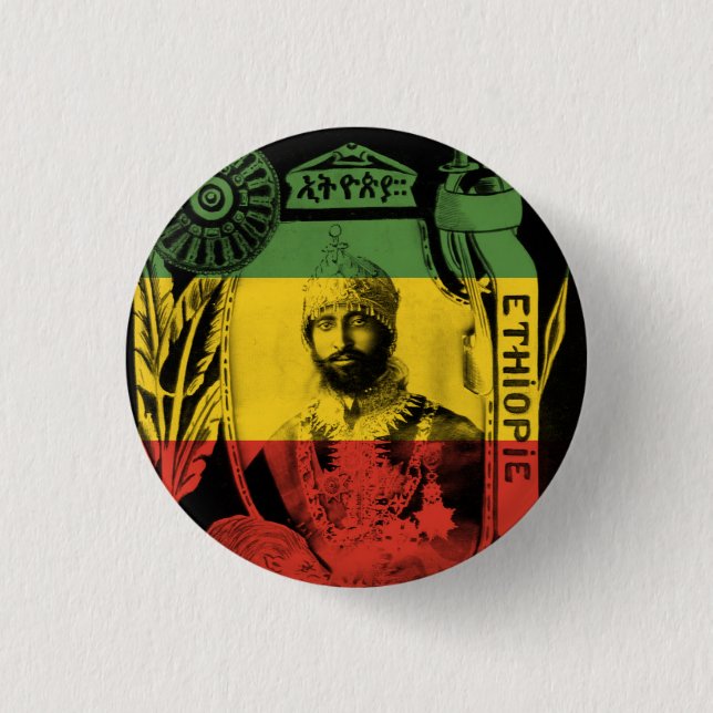 Bóton Redondo 2.54cm Haile Selassie Sua Majestade Imperial Buttons (Frente)