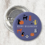 Bóton Redondo 2.54cm Halloween Cat Spooky<br><div class="desc">Gatos bonitos e assustadores,  lanternas de abóbora e fantasmas. Divertido para uma festa de Halloween,  ou mude o texto para personalizar. Arte original de Nic Squirrell.</div>