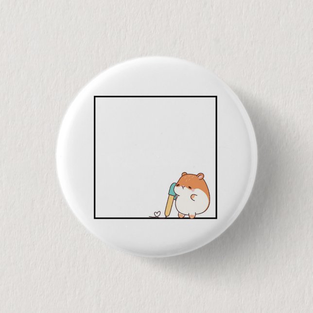 Bóton Redondo 2.54cm Hamster, tema de hamster fofo (Frente)