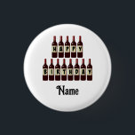Bóton Redondo 2.54cm Happy Birthday Red Wine Bottles Customized<br><div class="desc">Whimsical red wine bottles that boldly spell out "Happy Birthday" are the perfect sentiment for any wine lover's birthday celebration. Festive button makes a great party favor. This design is suitable for white and light-colored backgrounds. Customize with a name or any other text. Design tip: Size and position text to...</div>