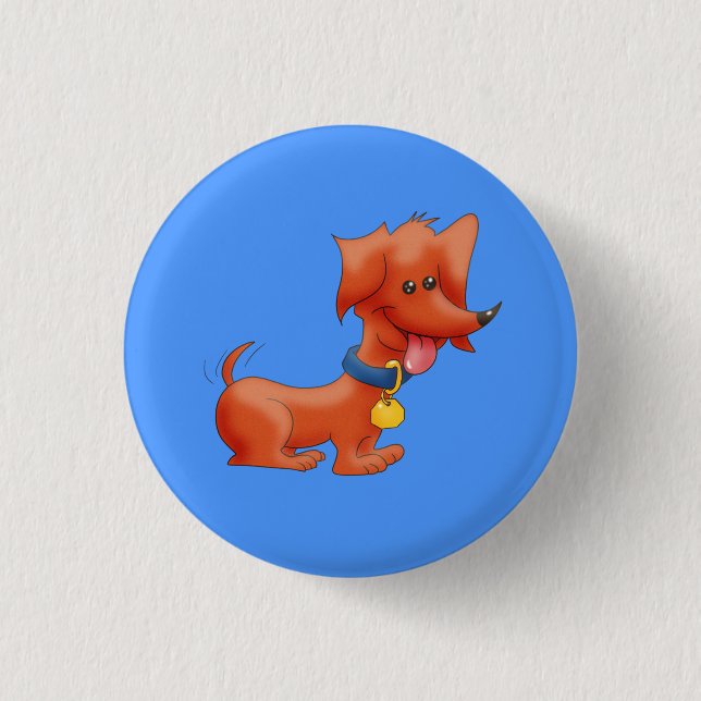 Bóton Redondo 2.54cm Happy Cartoon Dachshund (Frente)