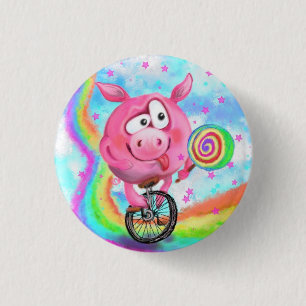 Bóton Redondo 2.54cm Happy Circus Acrobat Piggy Ciclista Licenças de C