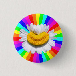 Bóton Redondo 2.54cm Happy Contagious Chamomile Smile Rainbow Aura