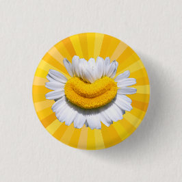Bóton Redondo 2.54cm Happy Contagious Chamomile Smile Sunburst Aura