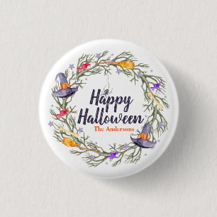 Bóton Redondo 2.54cm Happy Halloween Wreath Personalizada Botão Pin
