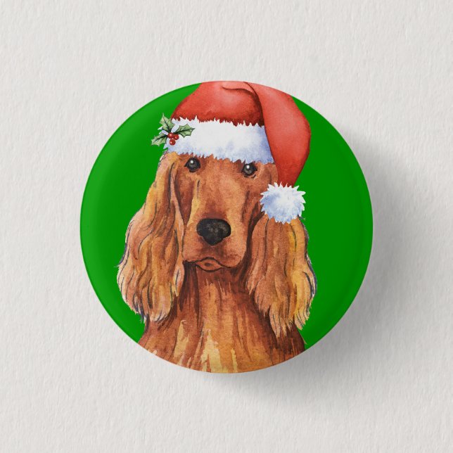 Bóton Redondo 2.54cm Happy Howlidays Irish Setter (Frente)