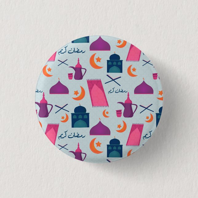 Bóton Redondo 2.54cm Happy Ramadan Pattern (Frente)