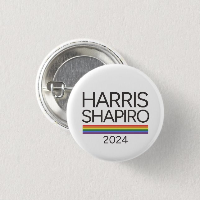 Bóton Redondo 2.54cm Harris Shapiro 2024 LGBTQ Pride Kamala Harris (Frente & Verso)