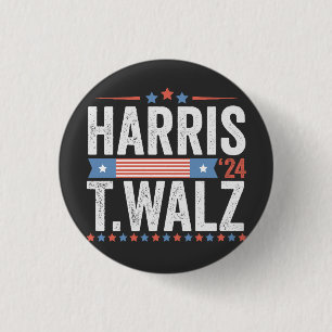 Bóton Redondo 2.54cm Harris Walz 2024 Eleição Kamala Tim Waltz