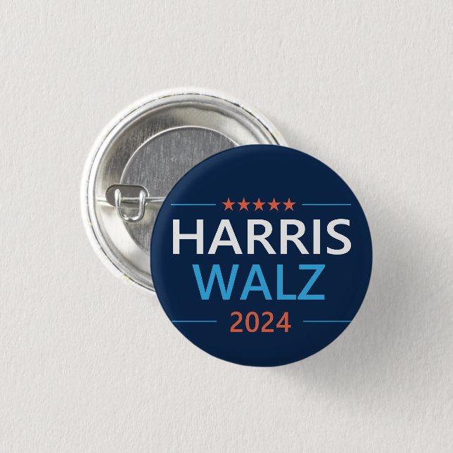 Bóton Redondo 2.54cm Harris Walz 2024 para Presidente (Frente & Verso)