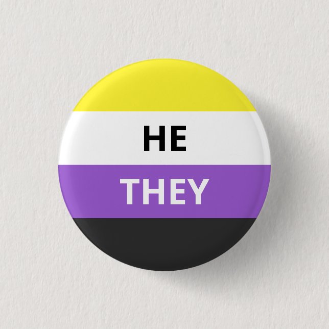 Bóton Redondo 2.54cm He/They Pronouns Non-Binary Flag Badge (Frente)