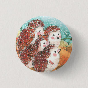 Bóton Redondo 2.54cm Hedgehogs conversando entre si Ilustração
