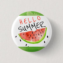 Hello Summer Watercolor Watermelon Green White
