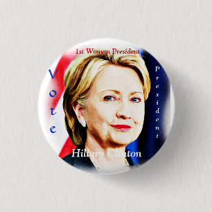 Bóton Redondo 2.54cm Hillary Clinton 2016_
