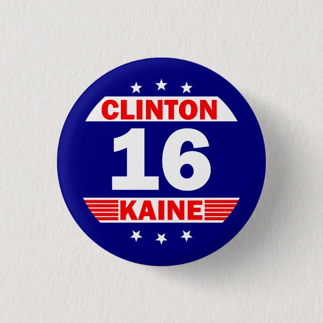 Bóton Redondo 2.54cm Hillary Clinton e Tim Kaine 2016 (Frente)