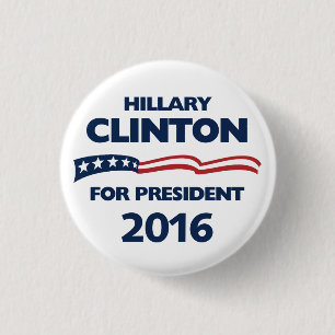 Bóton Redondo 2.54cm Hillary Clinton para o presidente 2016