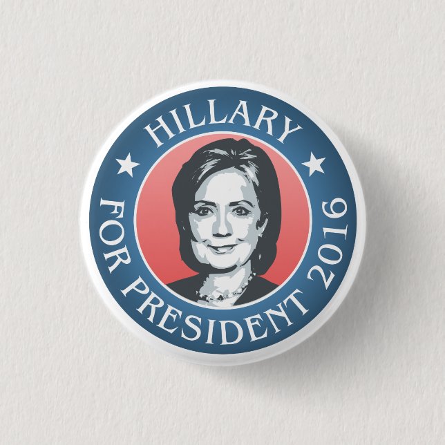 Bóton Redondo 2.54cm Hillary Clinton para o presidente 2016 (Frente)