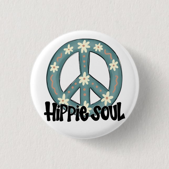 Bóton Redondo 2.54cm Hippie Hippy Soul Peace Sign (Frente)