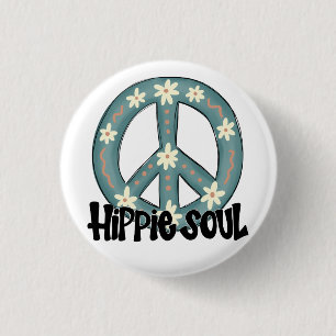 Bóton Redondo 2.54cm Hippie Hippy Soul Peace Sign