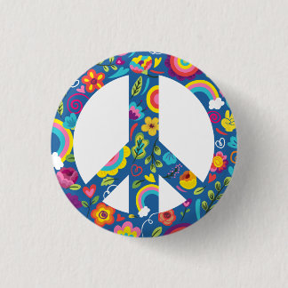 Bóton Redondo 2.54cm Hippy 60s Boho Peace Sign