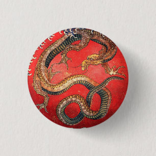 Bóton Redondo 2.54cm Hokusai Dragon Japonês Katsushika Hokusai