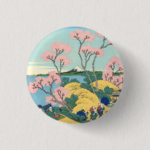 Bóton Redondo 2.54cm Hokusai Fuji de Gotenyama no Tōkaidō