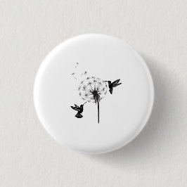Bóton Redondo 2.54cm Hummingbird and Dandelion Flower Nature Art