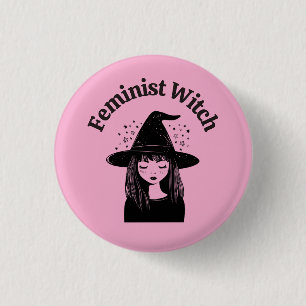 Bóton Redondo 2.54cm Humor Político de Empoderamento Feminino de Bruxas