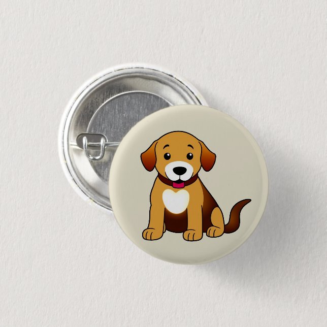 Bóton Redondo 2.54cm Hund Braun, sitzend -  (Frente & Verso)
