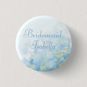 Bóton Redondo 2.54cm Hydrangea floral azul pino/botão de casamento verd
