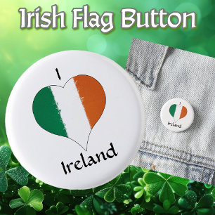 Bóton Redondo 2.54cm I Heart Ireland Irish Tricolor Flag