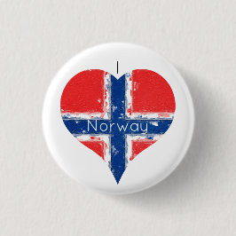 Bóton Redondo 2.54cm I Heart Norway Distress Heart Flag